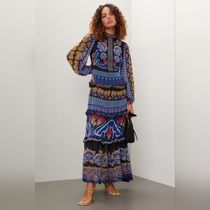 FARM Rio Anika Multicolor Long Sleeve Maxi Dress